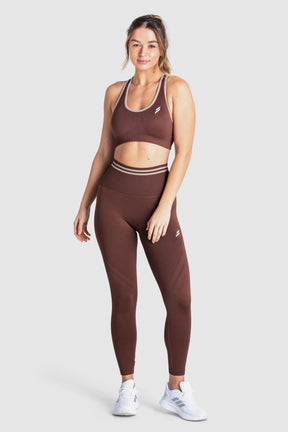 Conjunto Top e Calça Legging Sem Costura Flexy  - Chocolate