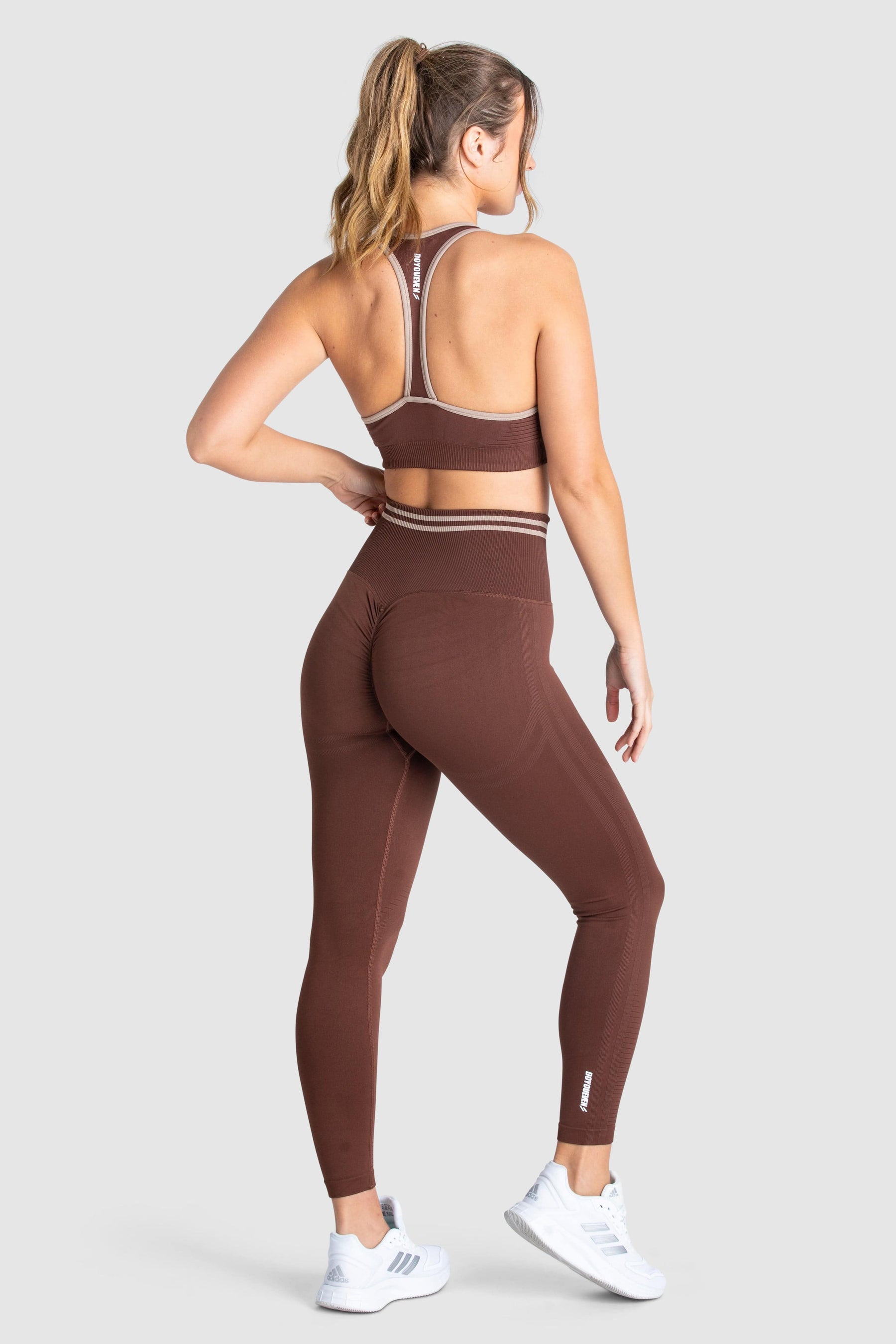 Conjunto Top e Calça Legging Sem Costura Flexy  - Chocolate