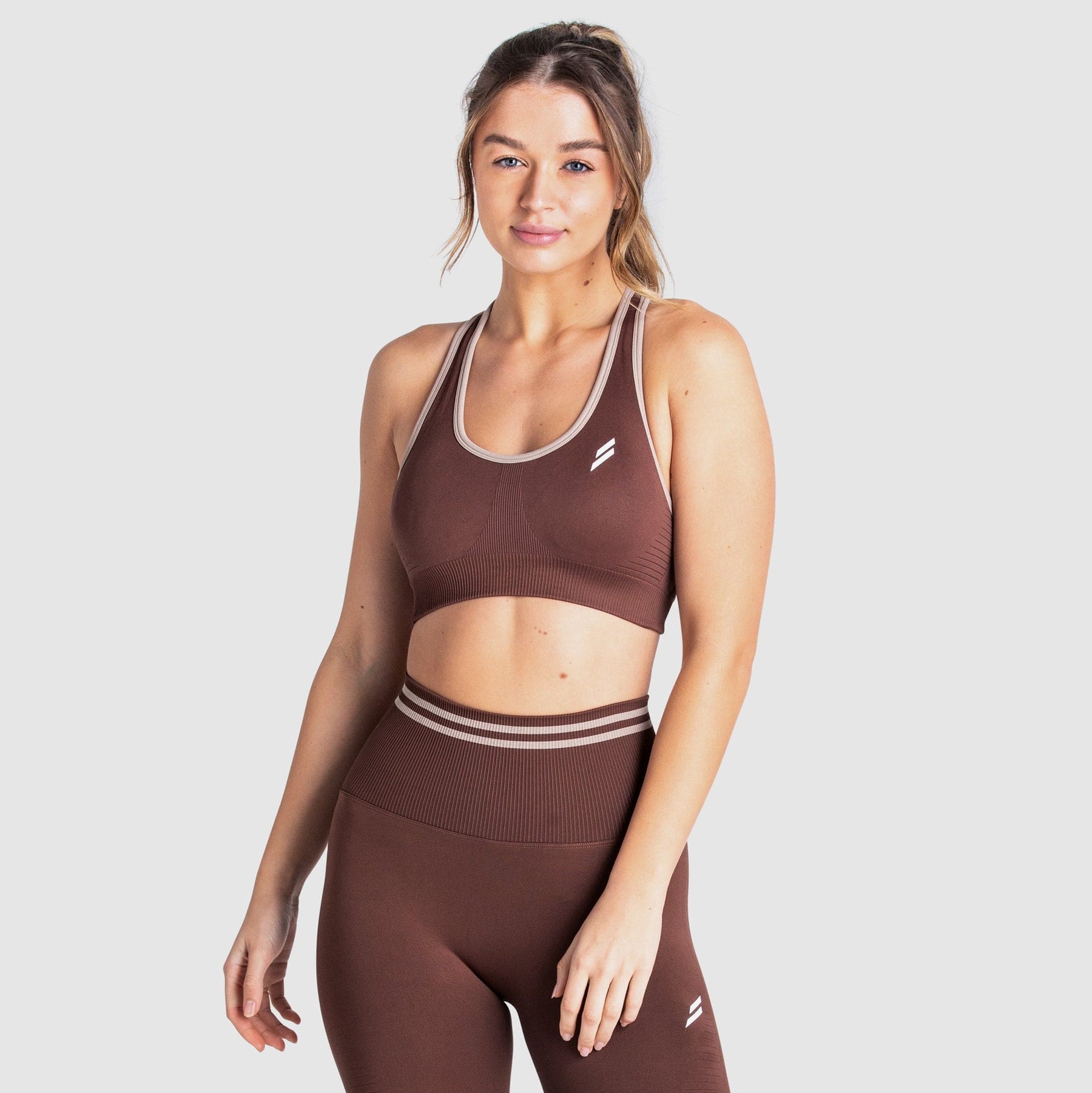 Conjunto Top e Calça Legging Sem Costura Flexy  - Chocolate