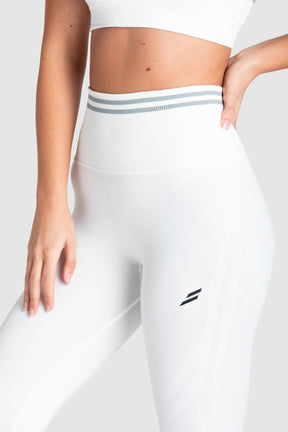 Calça Legging Scrunch Sem Costura com Franzido - Branco Brilhante