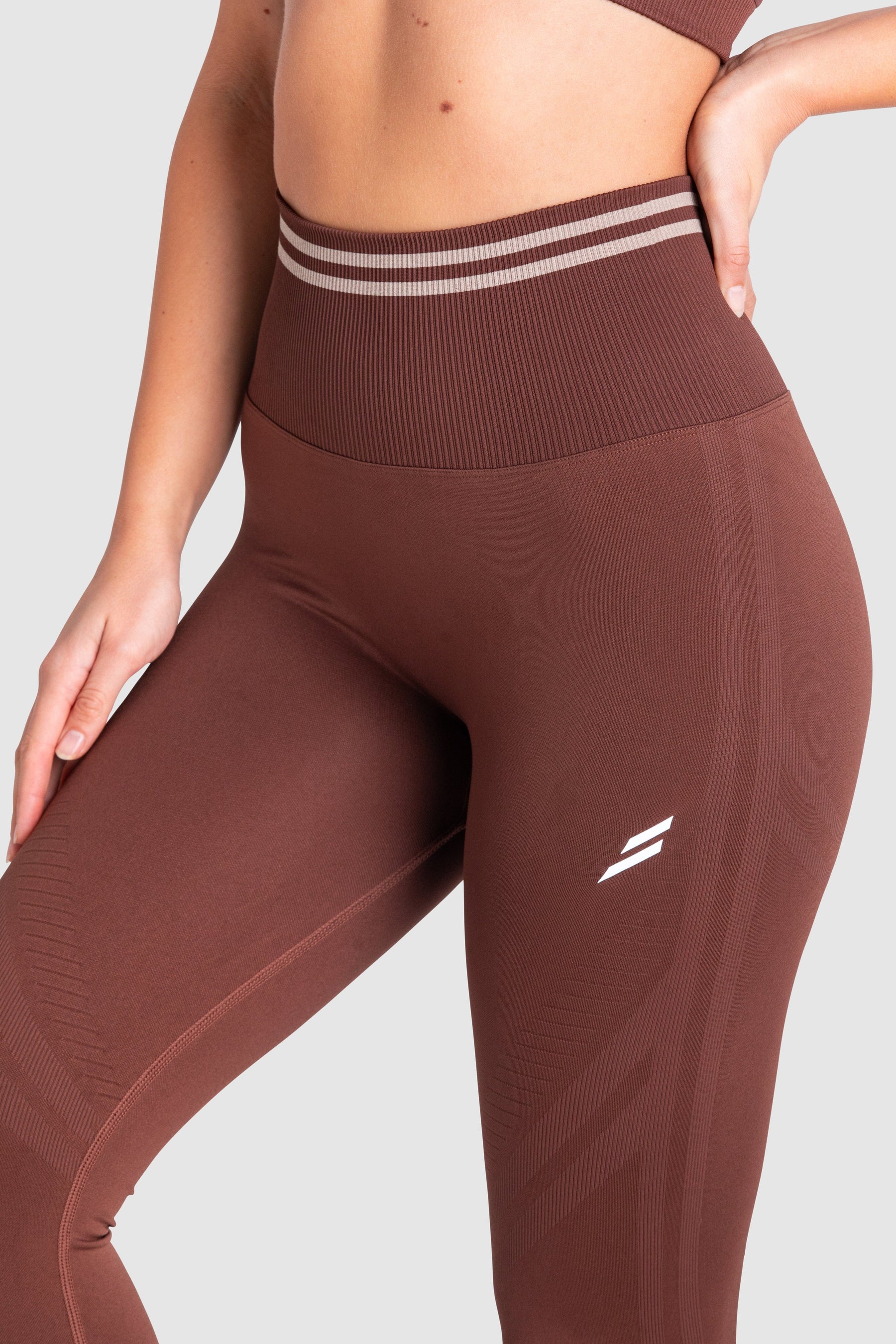 Calça Legging Scrunch Sem Costura com Franzido - Marrom Chocolate