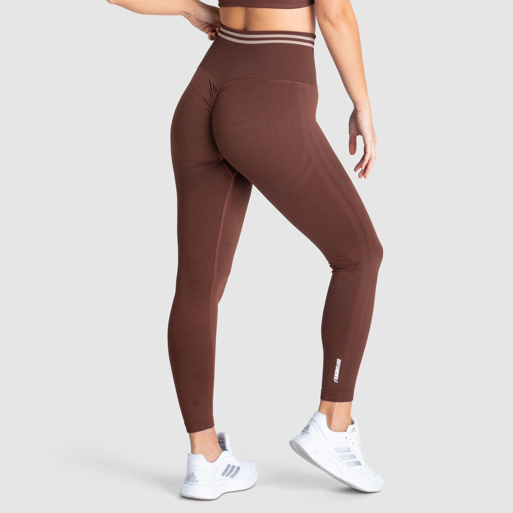 Calça Legging Scrunch Sem Costura com Franzido - Marrom Chocolate