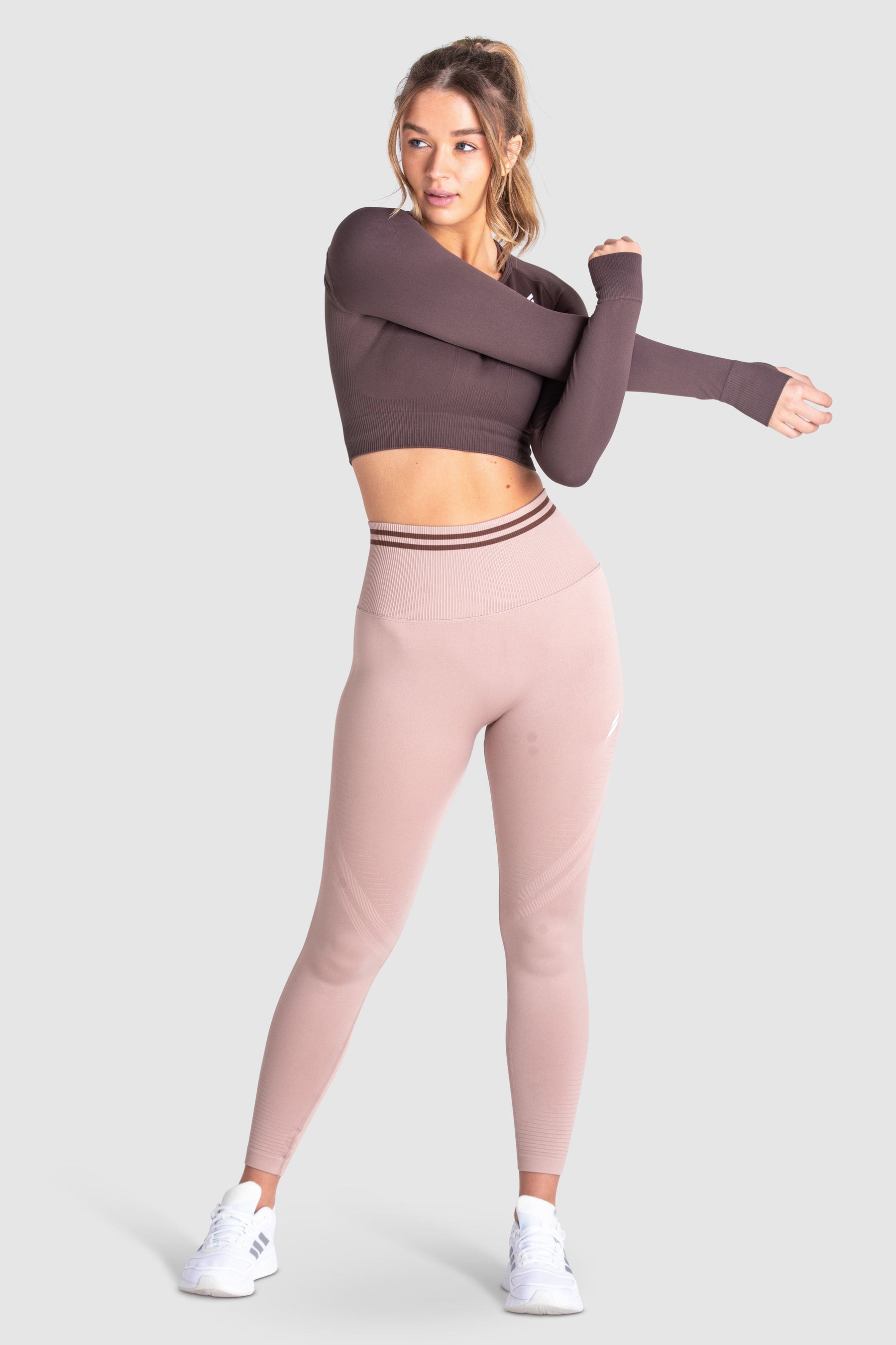 Calça Legging Scrunch Sem Costura com Franzido - Rosê Mocha