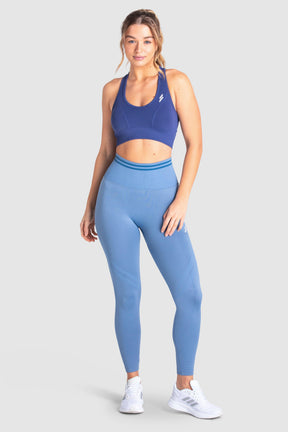 Calça Legging Scrunch Sem Costura com Franzido - Azul Ardósia