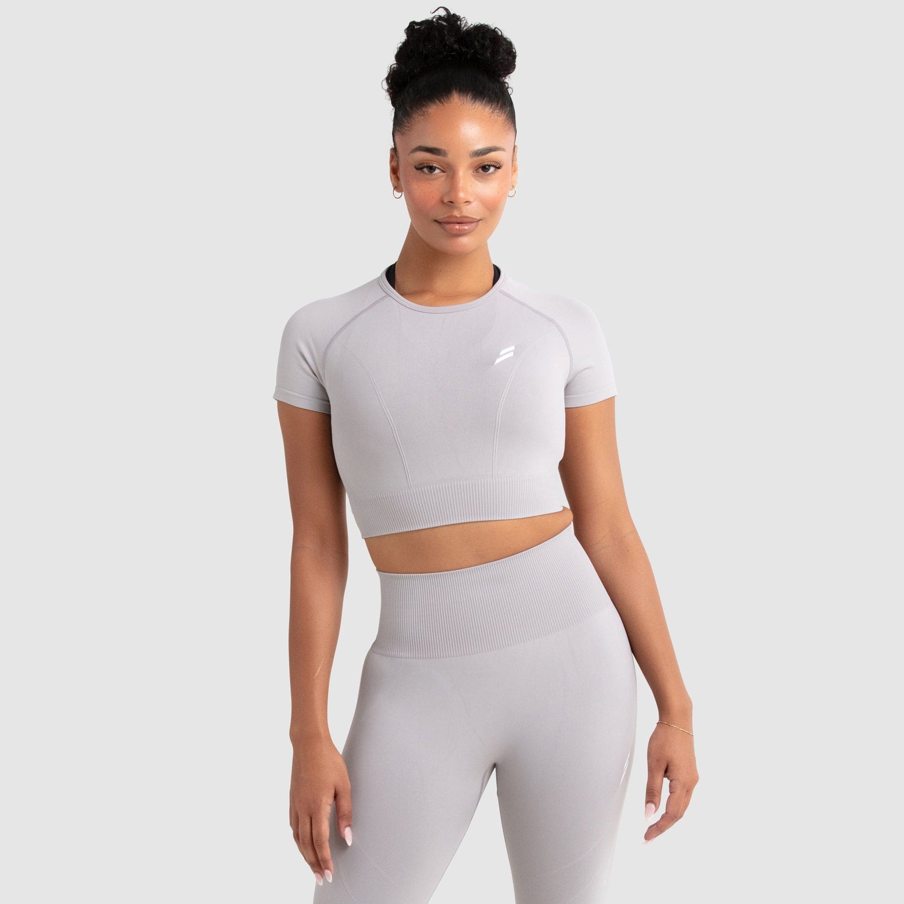 Conjunto Cropped e Calça Legging Recortado Hyperflex - Cinza Claro