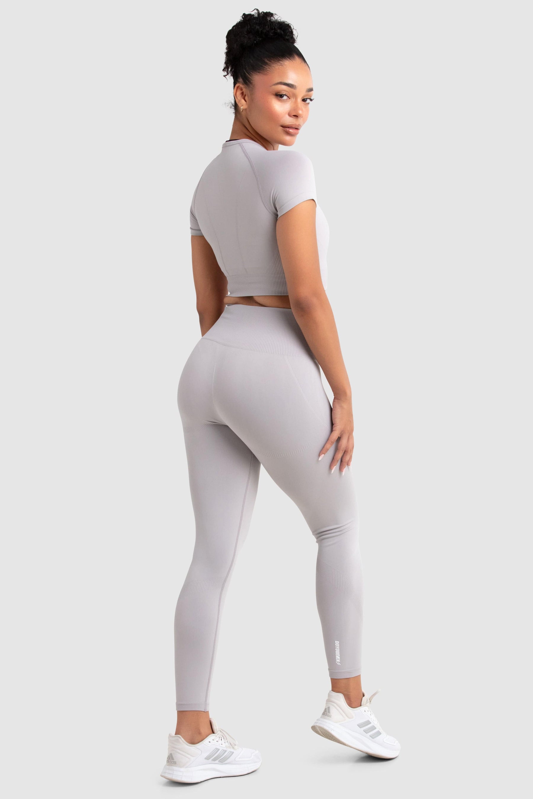 Conjunto Cropped e Calça Legging Recortado Hyperflex - Cinza Claro