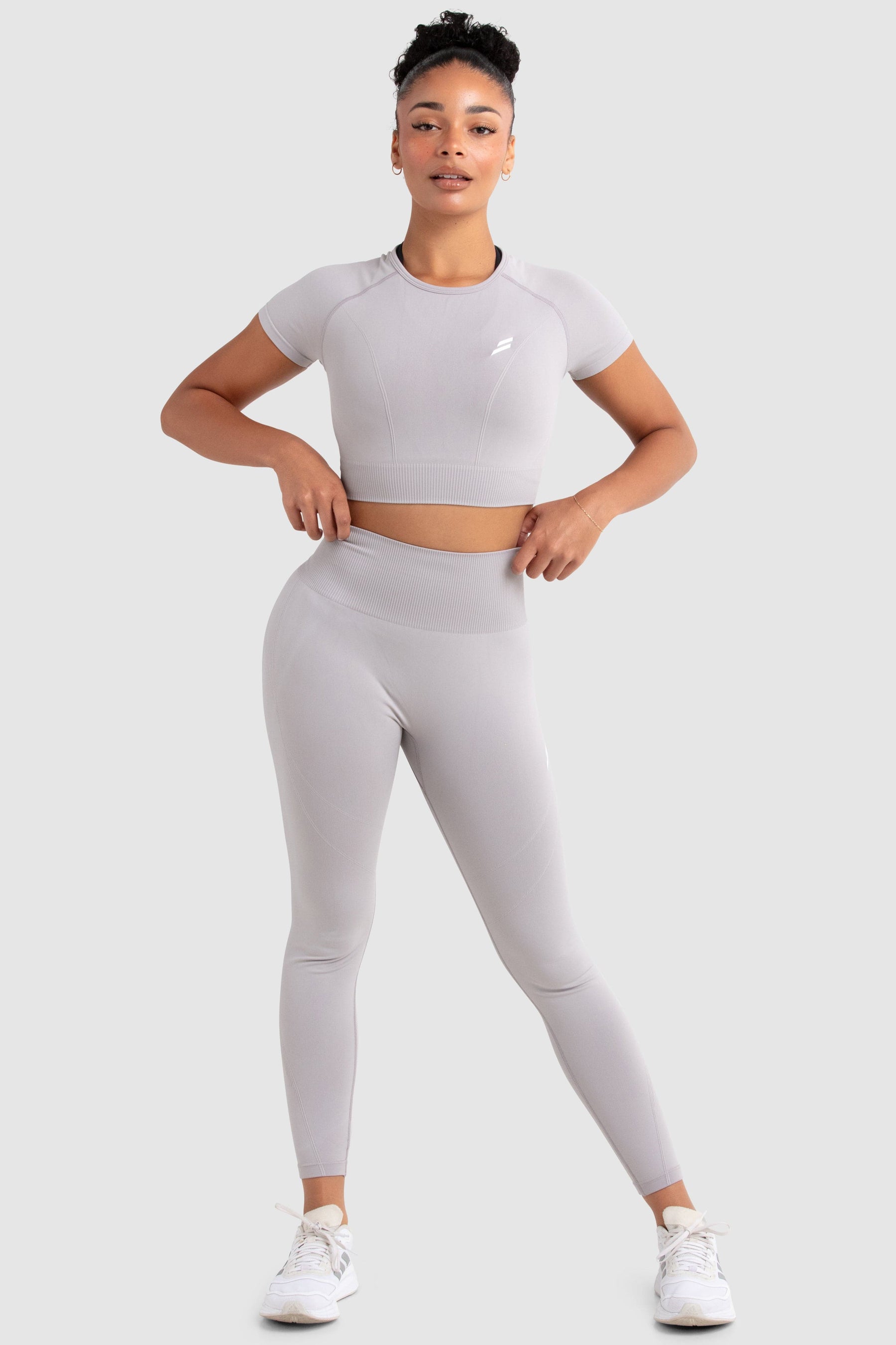 Conjunto Cropped e Calça Legging Recortado Hyperflex - Cinza Claro