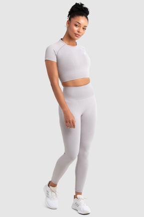 Conjunto Cropped e Calça Legging Recortado Hyperflex - Cinza Claro