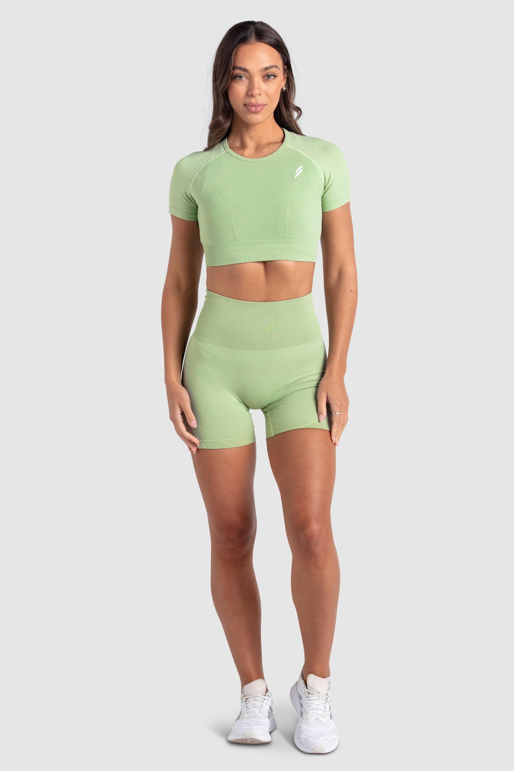 Conjunto Cropped e Shorts Legging Recortado Hyperflex - Verde Bebê