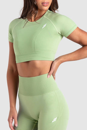 Conjunto Cropped e Shorts Legging Recortado Hyperflex - Verde Bebê