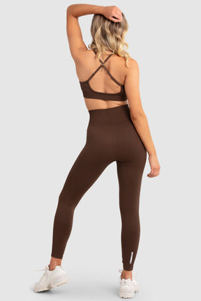 Conjunto Top e Calça Legging Impact Sem Costura - Café