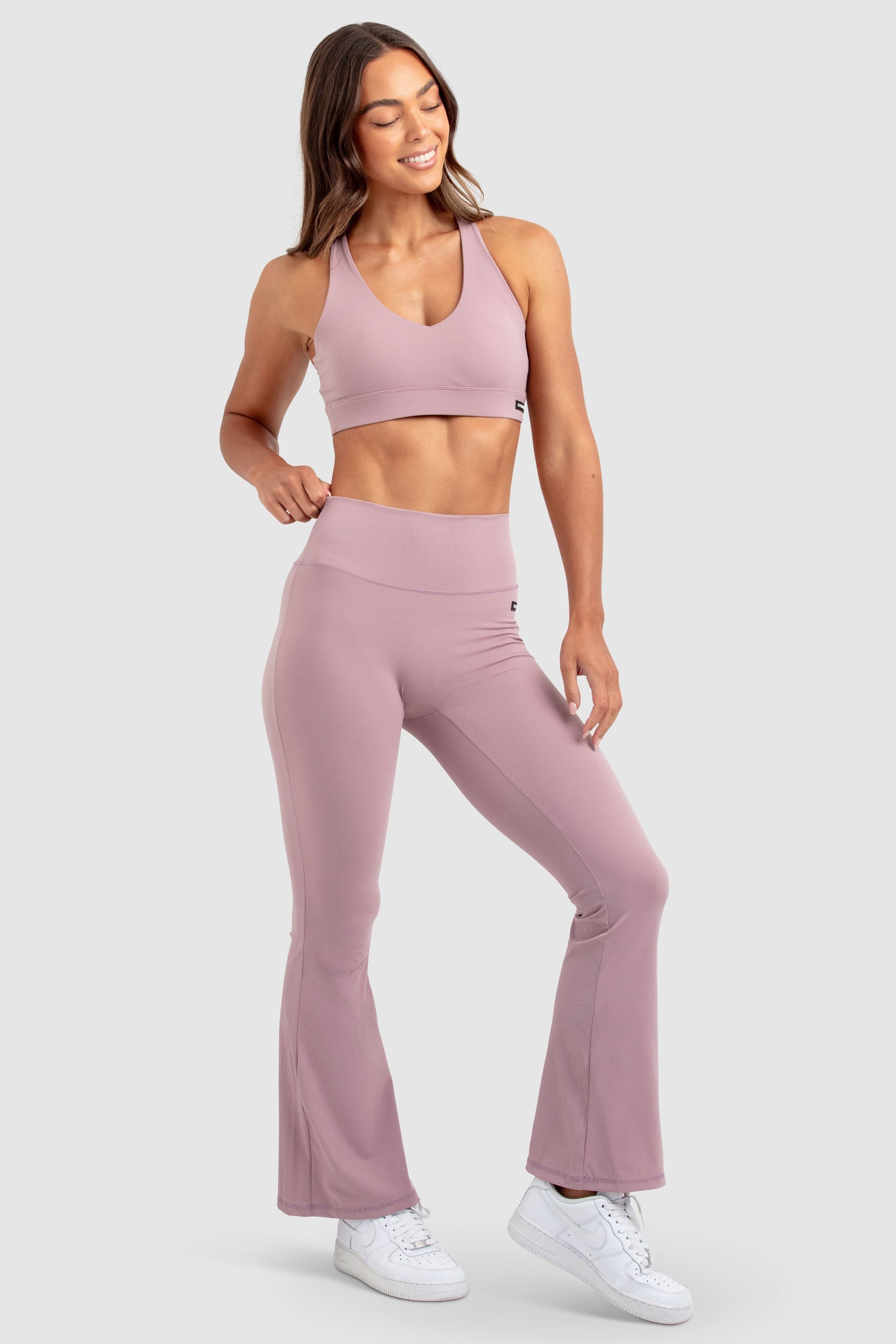 Conjunto Top e Calça Legging Flare MotionSoft - Malva Suave