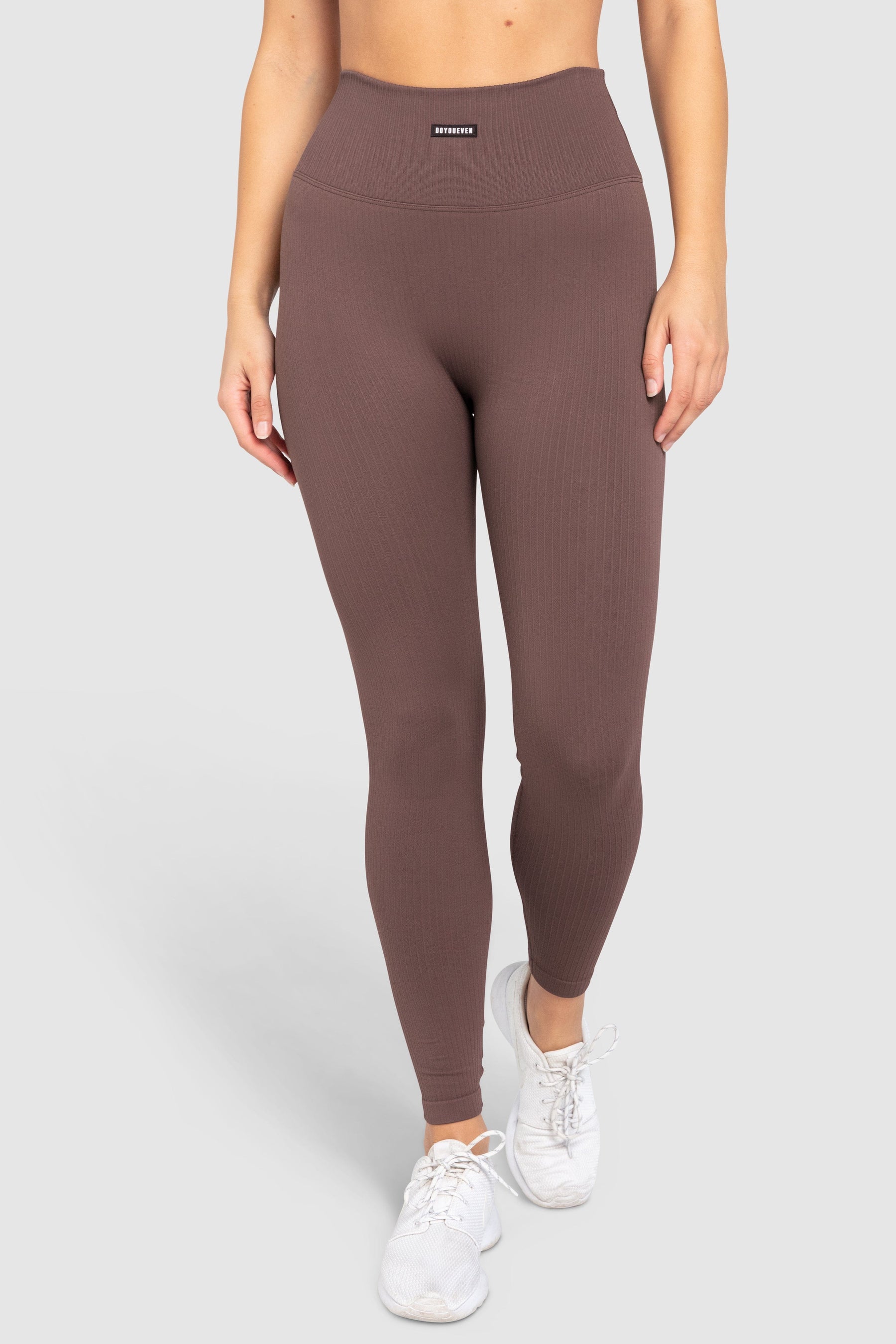 Calça Legging Canelada Sem Costura - Marrom