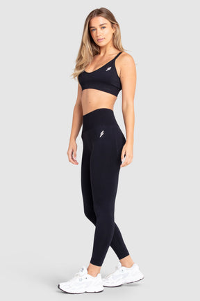 Conjunto Top e Calça Legging Scrunch Sem Costura - Preta