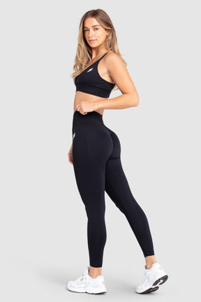 Conjunto Top e Calça Legging Scrunch Sem Costura - Preta