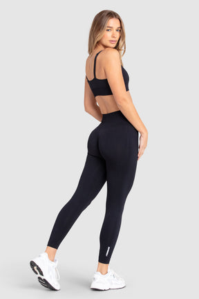 Conjunto Top e Calça Legging Scrunch Sem Costura - Preta