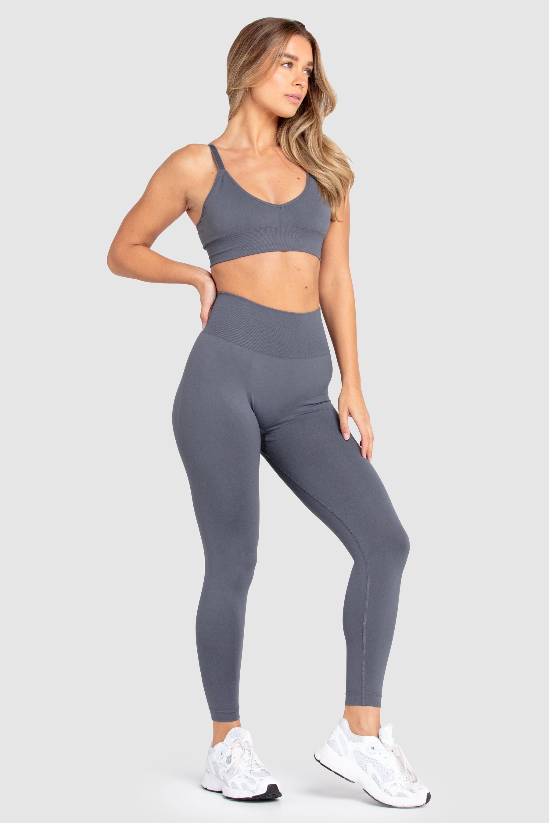 Calça Legging Scrunch Sem Costura - Cinza Chumbo