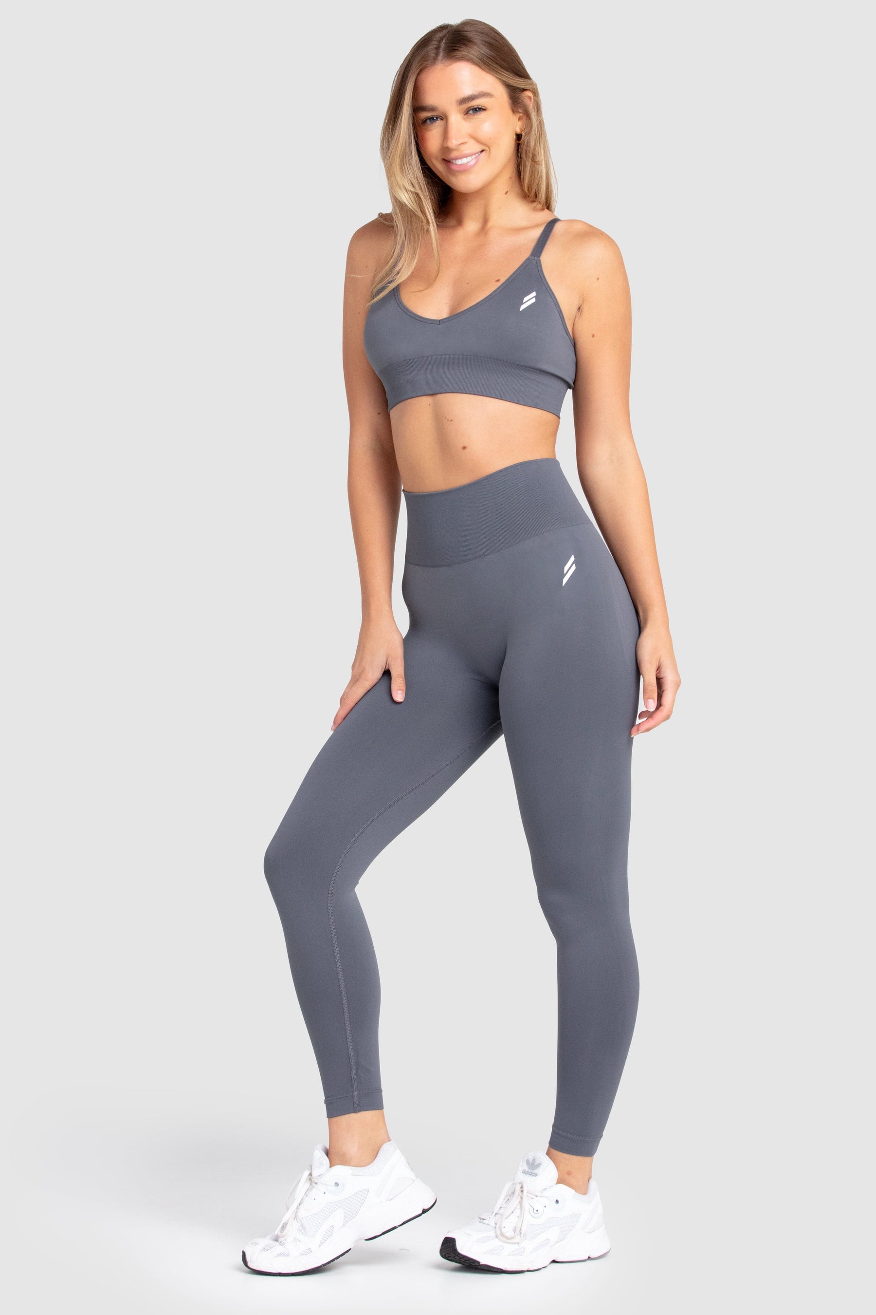 Calça Legging Scrunch Sem Costura - Cinza Chumbo