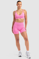 Conjunto Top e Shorts Scrunch Sem Costura- Rosa Chiclete