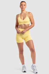 Conjunto Top e Shorts Scrunch Sem Costura - Amarelo Manteiga