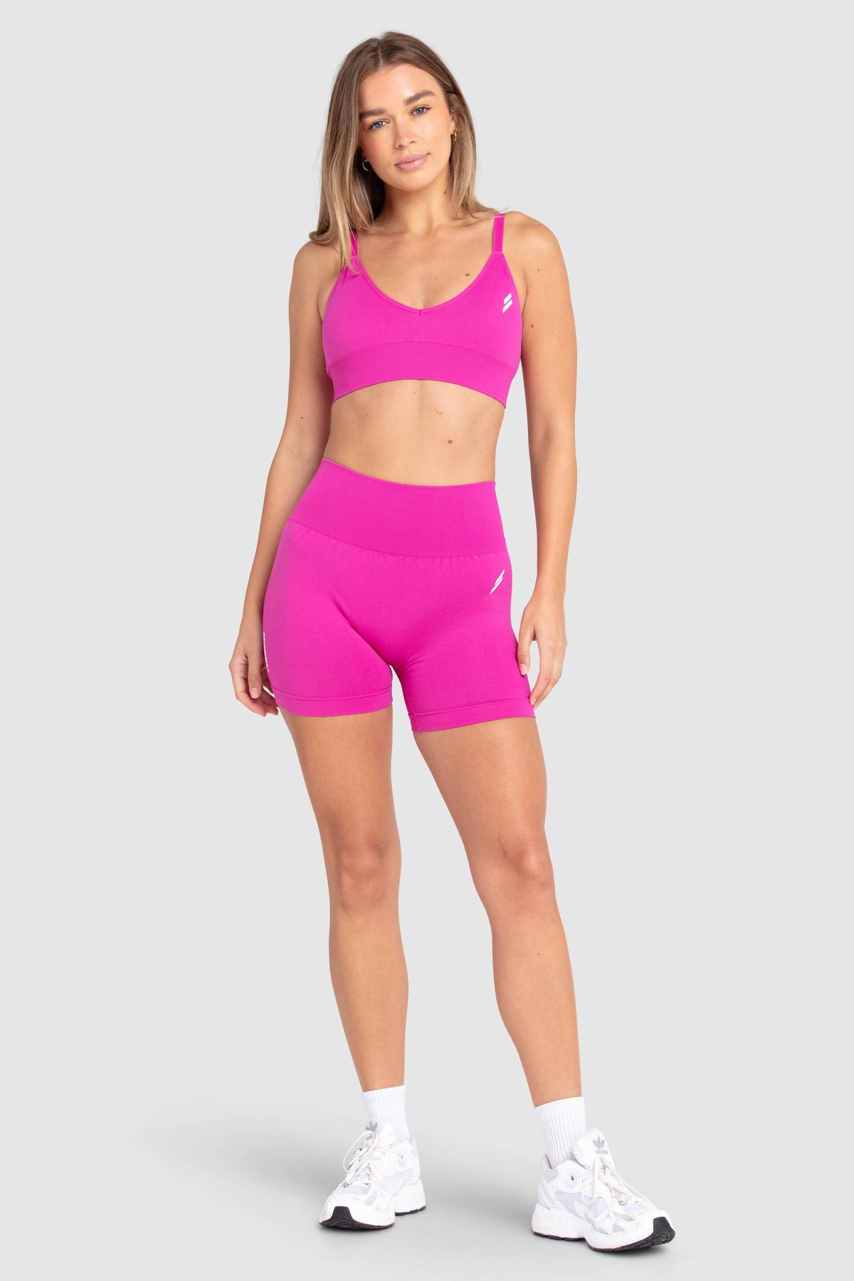 Conjunto Top e Shorts Scrunch Sem Costura - Rosa Pink