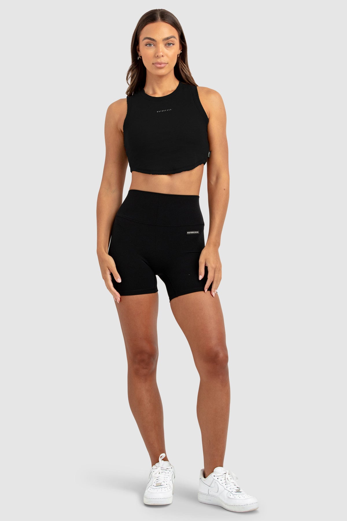 Conjunto Cropped Regata e Shorts Legging Feminino Scoop - Preto