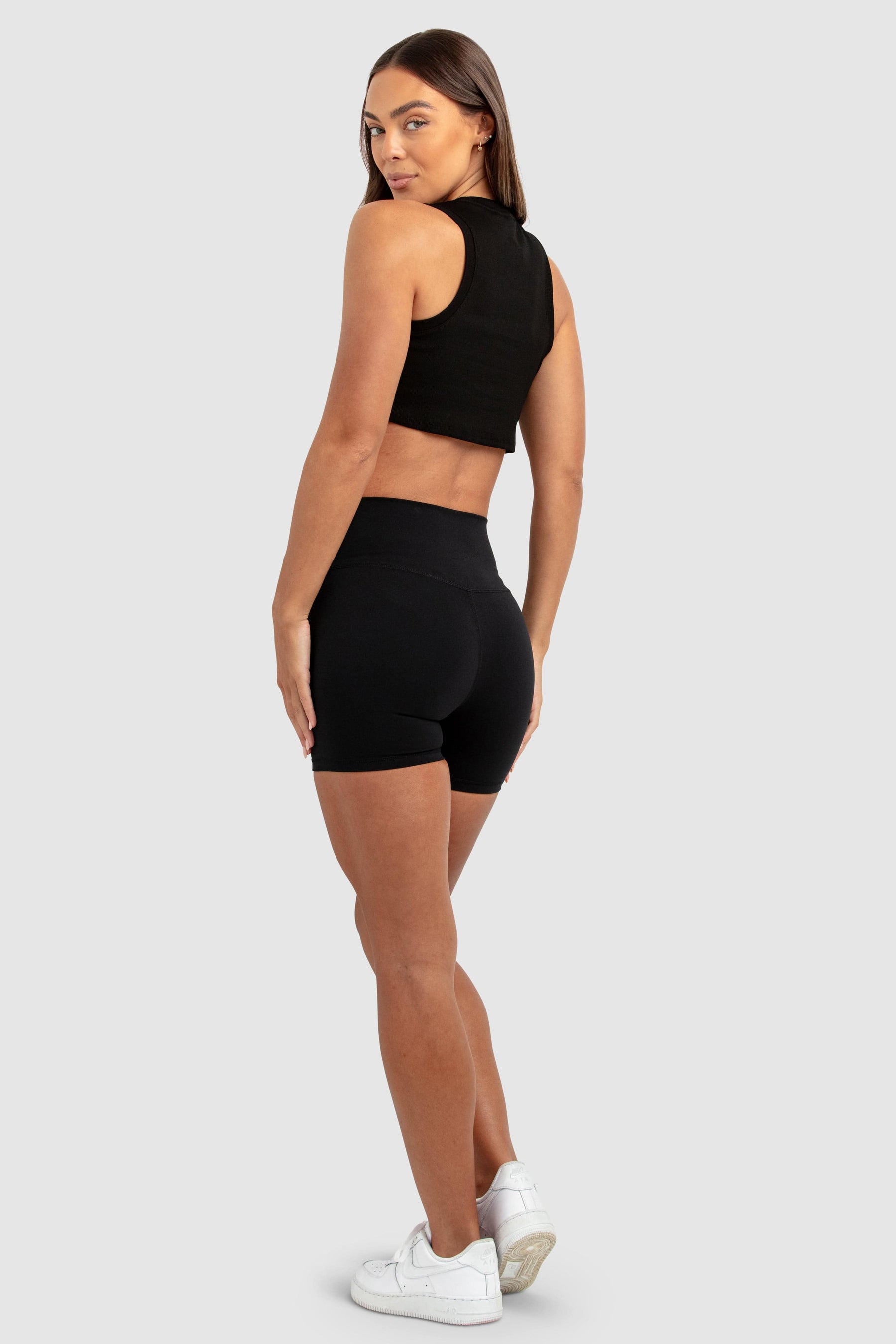 Conjunto Cropped Regata e Shorts Legging Feminino Scoop - Preto