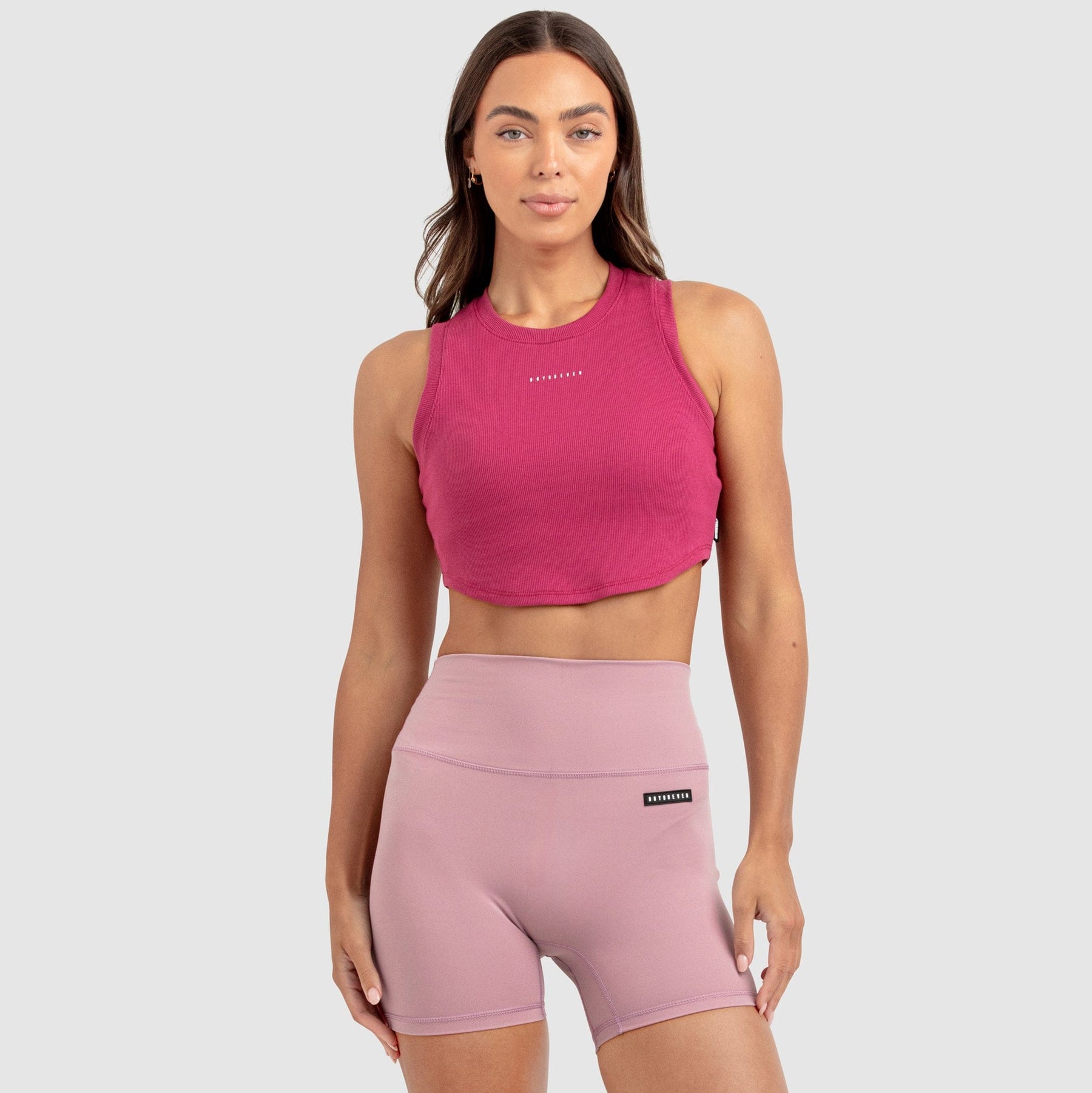 Conjunto Cropped Regata e Shorts Legging Feminino Scoop - Rosa Profundo