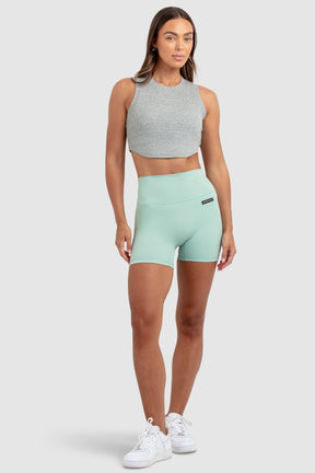 Conjunto Cropped Regata e Shorts Legging Feminino Scoop - Cinza