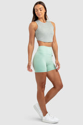 Conjunto Cropped Regata e Shorts Legging Feminino Scoop - Cinza