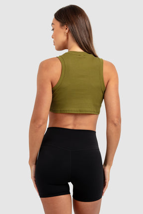 Cropped Regata Feminino Scoop - Verde Cáqui