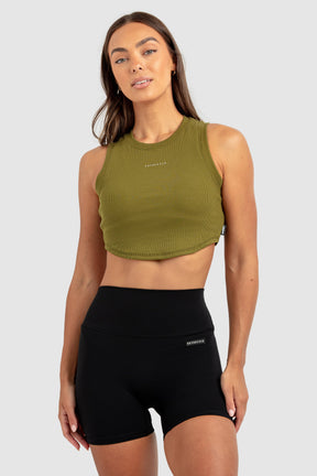 Cropped Regata Feminino Scoop - Verde Cáqui